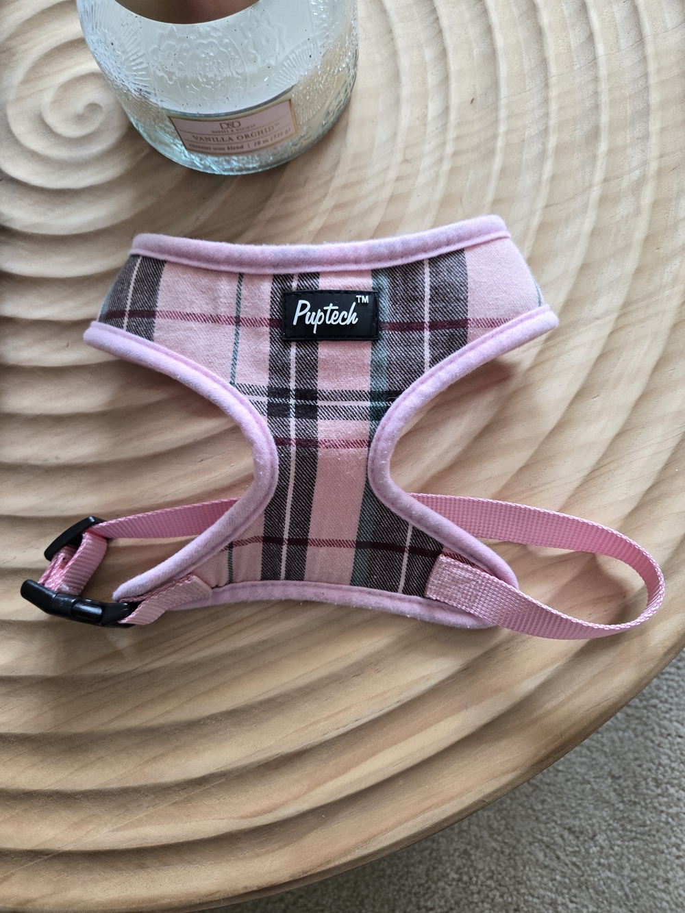 PUPTECK Pink Plaid Soft Mesh Dog Harness & Leash Set - Size M - Picture 6 of 12